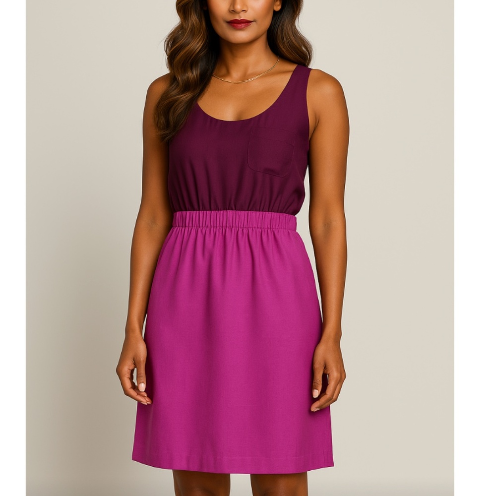 J.Crew Silk Colorblock Purple & Fuchsia Sleeveless Short Dress Size 2